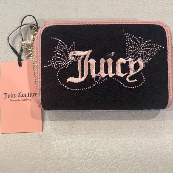 Juicy Couture Handbags - NWT Juicy Couture Wing It Double Medium Zip Around Wallet in Liquorice/Pink
